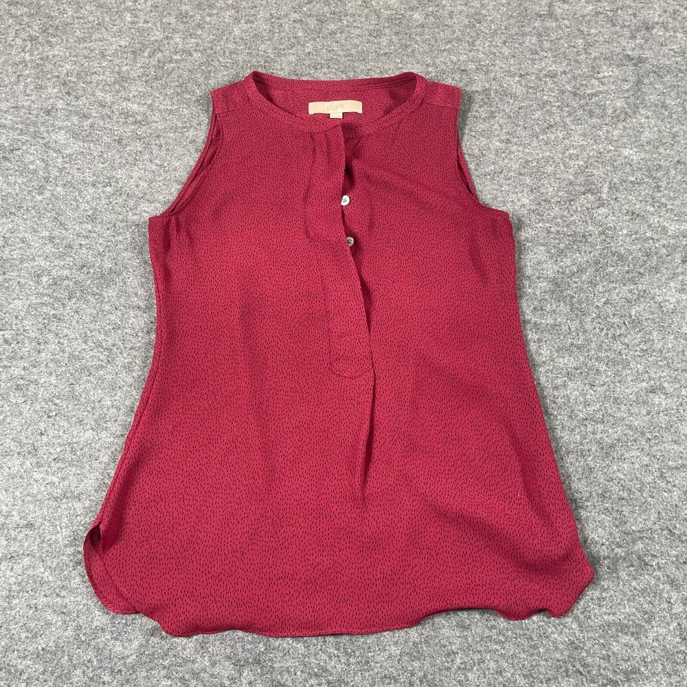 Loft Top Womens Extra Small‎ XS Purple AOP Henley Sleeveless Lightweight Casual
